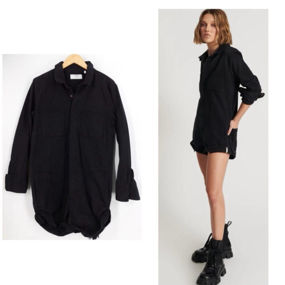 One Teaspoon Black Long-Sleeve Romper Jumpsuit